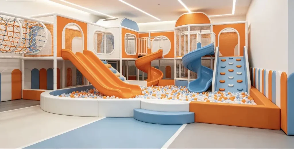 Orange and Blue Themed Indoor Playground