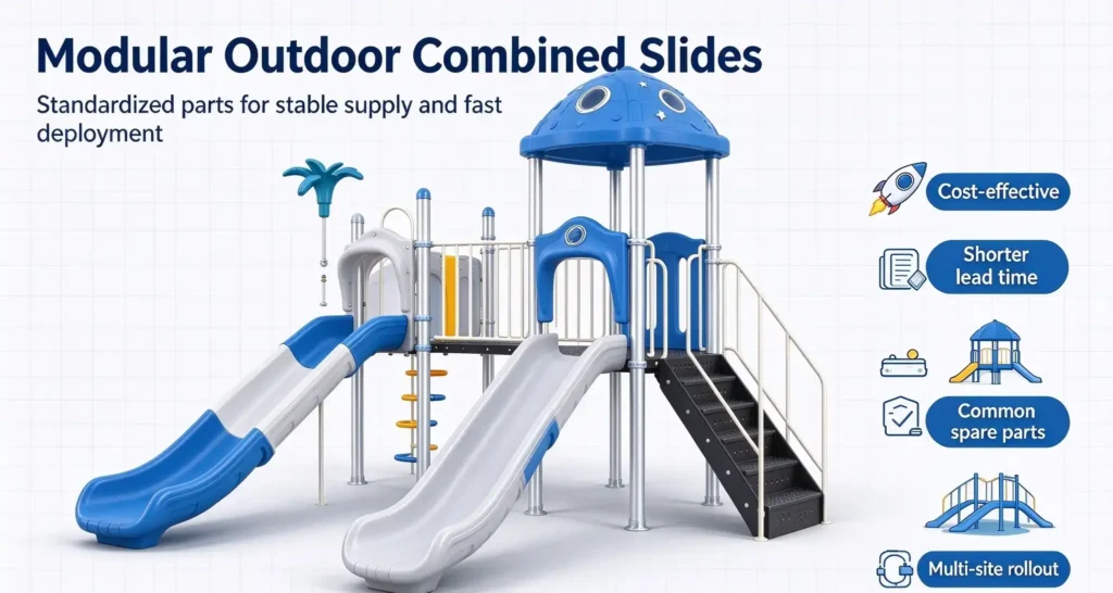 Modular Outdoor Combined Slides VS Themed Custom Play Slides