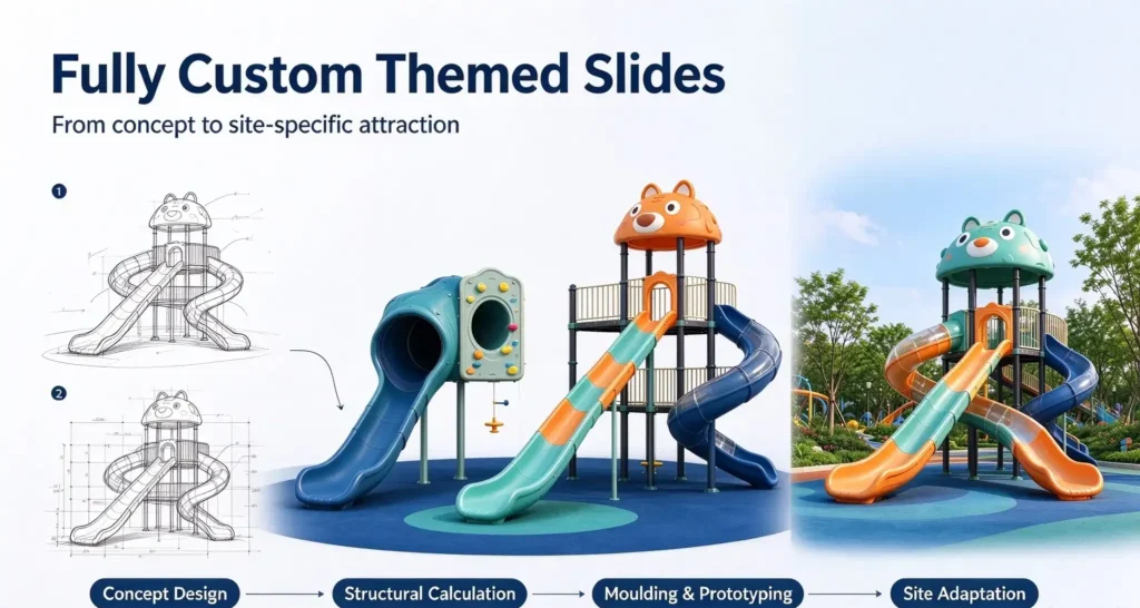 Modular Outdoor Combined Slides VS Themed Custom Play Slides